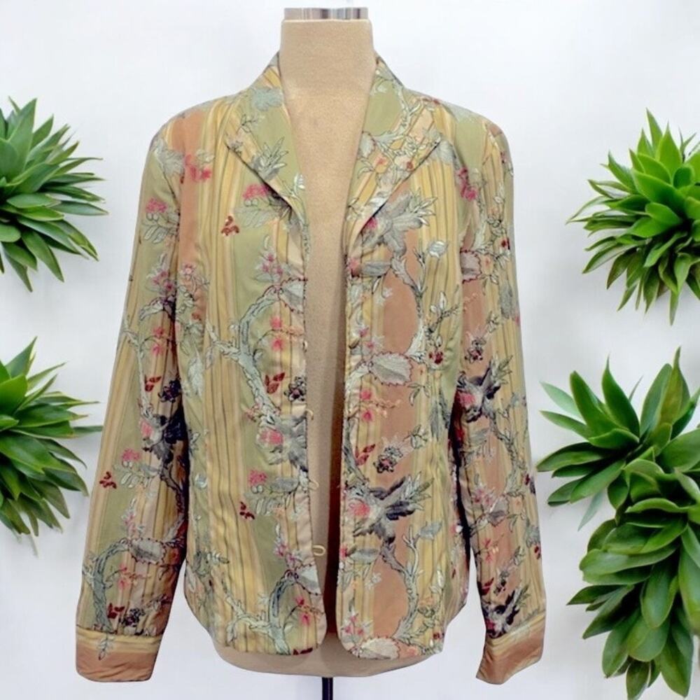 VTG Floral Embroidered Foliage Jacket Boho Cottagecore